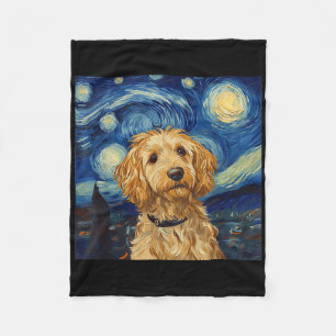 Cobertor De Velo Goldendoodle Van Gogh Starry Night
