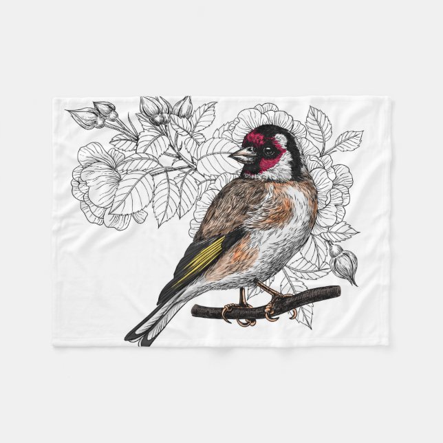 Cobertor De Velo Goldfinch e rosas (Frente (Horizontal))