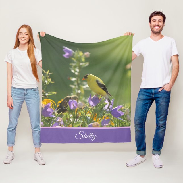 Cobertor De Velo Goldfinch em uma Flor Harebell (In Situ)