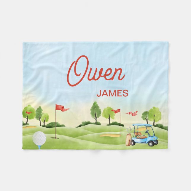 Cobertor De Velo Golf Blanket, Golf Nursery Blanket, Personalizado (Frente (Horizontal))