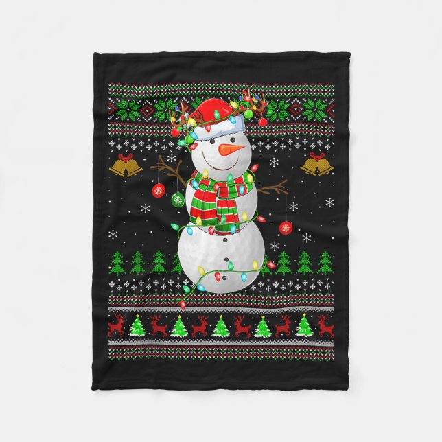 Cobertor De Velo Golf Snowman Ugly Christmas Sweaters Golfing Golfe (Frente)