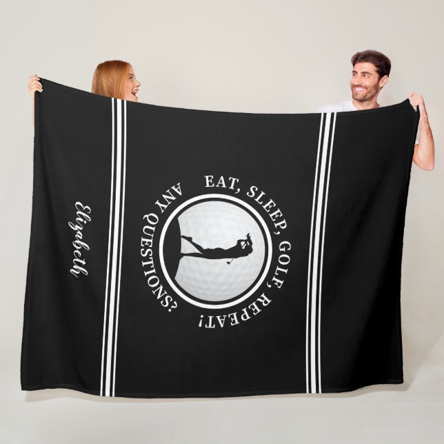 Cobertor De Velo Golfe Esportes Moderno Monograma Nome Golfe Preto (In Situ)