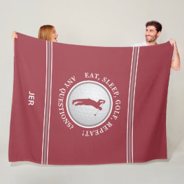 Cobertor De Velo Golfer Modern Sports Monograma Golf Ball Red Cinza