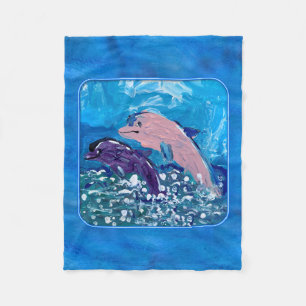 Cobertor De Velo Golfinhos "Arte por Crianças"