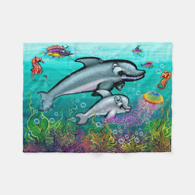 Cobertor De Velo Golfinhos Fleece Blanket (Frente (Horizontal))