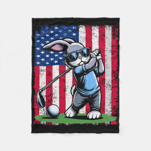 Cobertor De Velo Golfista Coelho Ovo de Páscoa Golfistas Bandeira A