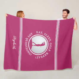 Cobertor De Velo Golfista Moderno Monograma Nome Golfe Fofo Rosa