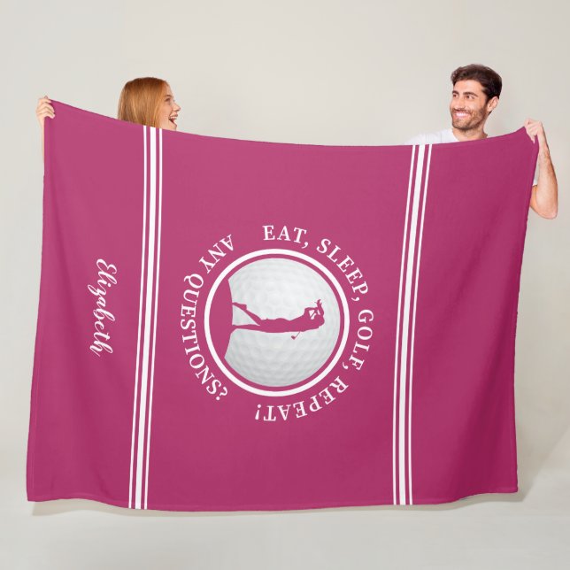 Cobertor De Velo Golfista Moderno Monograma Nome Golfe Fofo Rosa (In Situ)