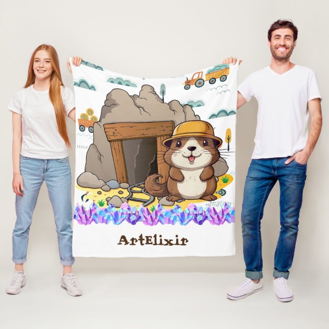 Cobertor De Velo Gopher Moderno de Kawaii Miner Animal Gopher (In Situ)