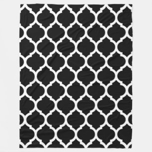 Cobertor De Velo Gordo Padrão Branco Quatrefoil Marroquino Preto