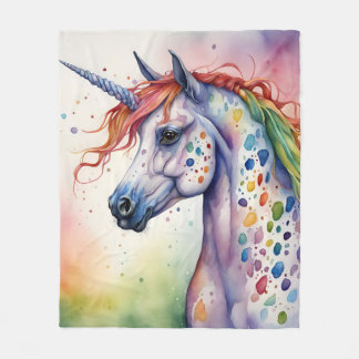 Cobertor De Velo Gorgegeed Watercolor Colorful Appaloosa Unicorn