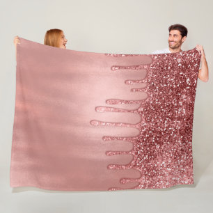 Cobertor De Velo Gotejamento em Glitter Dourado Rosa Lindo Tom