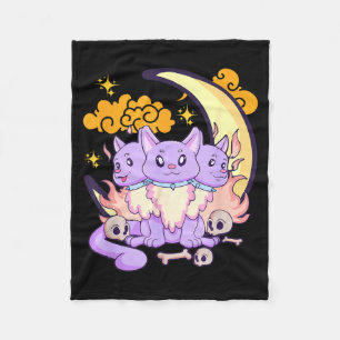 Cobertor De Velo Goth Pastel Kawaii Fofo Cão de 3 Cabeças Halloween