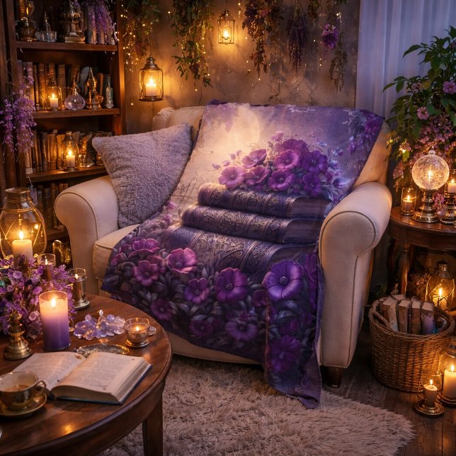 Cobertor De Velo Gothic Book Purple Floral (Criador carregado)