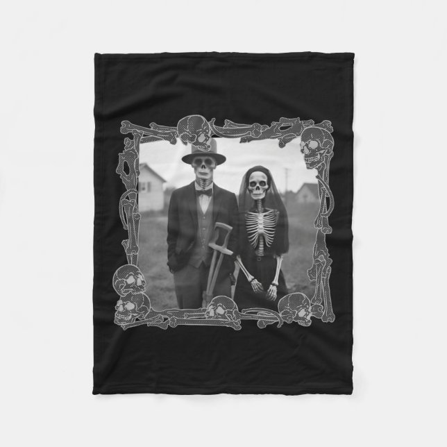 Cobertor De Velo Gótica Skeleton Halloween (Frente)