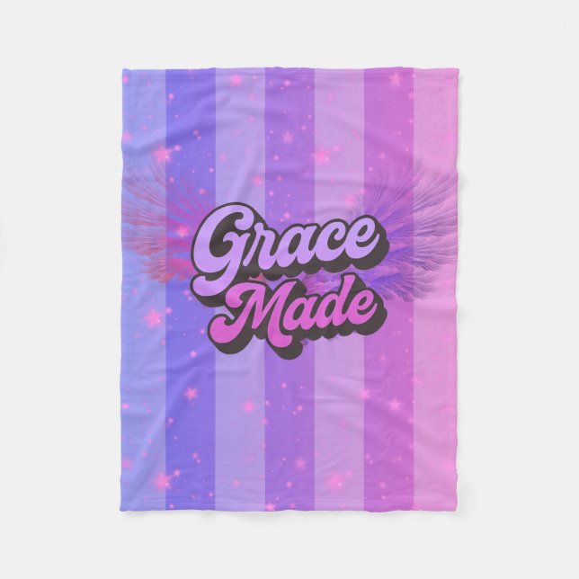 Cobertor De Velo Graça Feita Rosa e Roxo Fé Cristã (Frente)