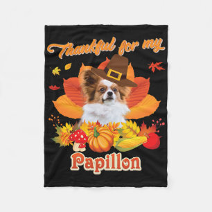 Cobertor De Velo Graças ao meu cachorro de Papillon, dia de Ação de