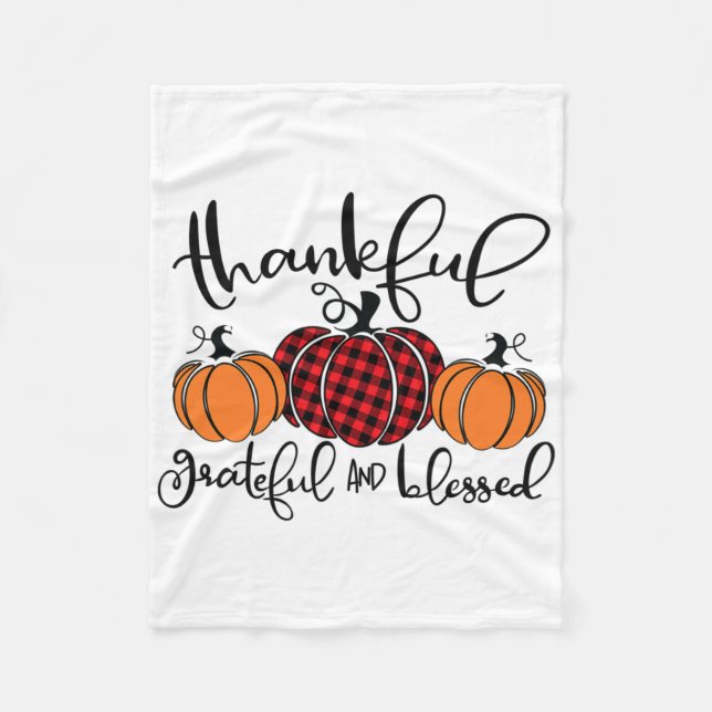 Cobertor De Velo Graças Grateful E Bendito Pumpkin Cai Graças (Frente)