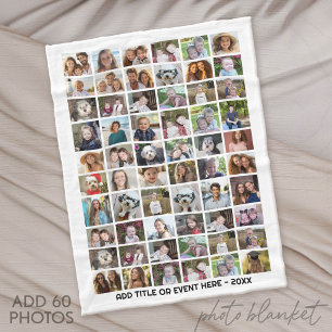 Cobertor De Velo Grade de Colagem de 60 Fotos - Texto Personalizado