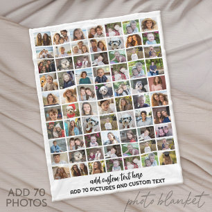 Cobertor De Velo Grade de Colagem de Fotos 70 - Texto Personalizado