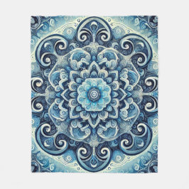 Cobertor De Velo Gradiente Azul Mandala Design 2