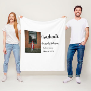 Cobertor De Velo Graduação clássica adicione nome de foto classe an