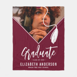 Cobertor De Velo Graduação de Foto do Boné Burgundy Tassel