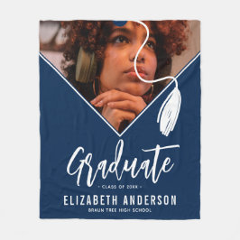 Cobertor De Velo Graduação de Foto do Boné Tassel Azul