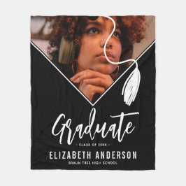 Cobertor De Velo Graduação de Fotografias do Boné Branco Preto