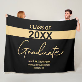 Cobertor De Velo Graduação Personalizada de Classe Dourada Negra