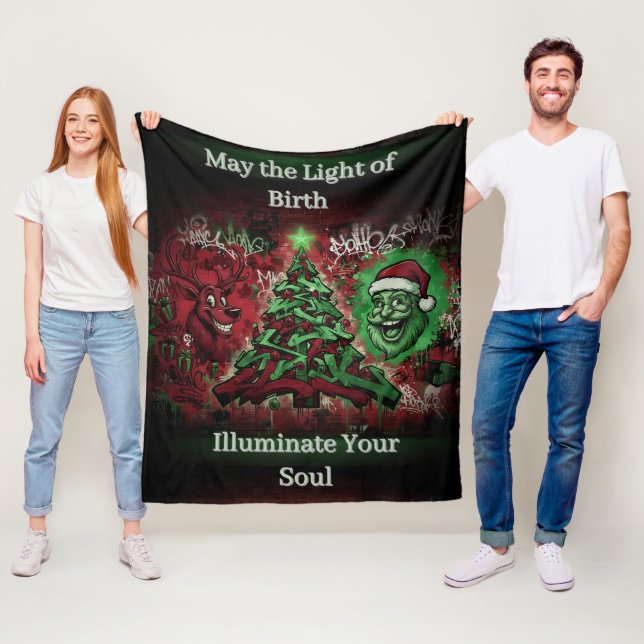 Cobertor De Velo Graffiti Christmas Fleece Blanket 50x60 (In Situ)