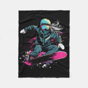Cobertor De Velo Gráfico da Garota Snowboard