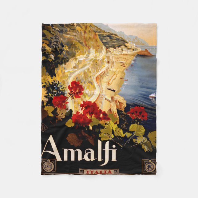 Cobertor De Velo Gráfico de Arte do Poster de viagens Amalfi Itália (Frente)
