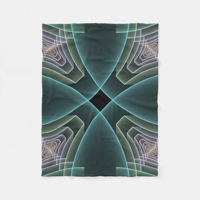 Cobertor De Velo Gráfico de Arte Geométrica Teal Moderna (Frente)