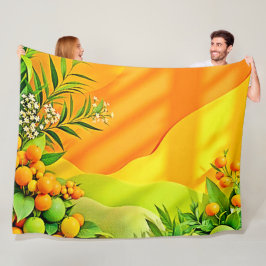 Cobertor De Velo Gráfico de Citros e Folhas