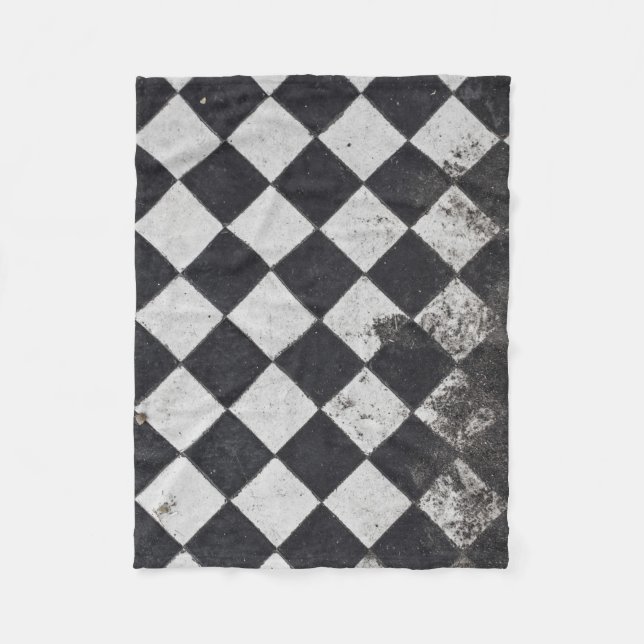 Cobertor De Velo Gráfico de harlequim preto e branco (Frente)