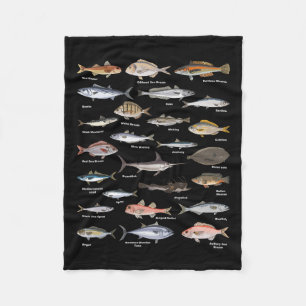 Cobertor De Velo Gráfico de Identificação de Peixes Vintage Pesca