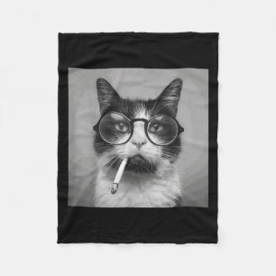 Cobertor De Velo Gráfico Engraçado Gato Fumando Adulto Engraçado
