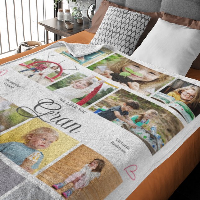 Cobertor De Velo Gran Nós Te Amo Corações Personalizados (Gran large personalized fleece blanket with your photos and text.)