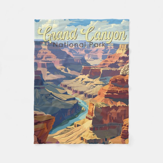 Cobertor De Velo Grand Canyon National Park Ilustração Viagem Art (Frente)