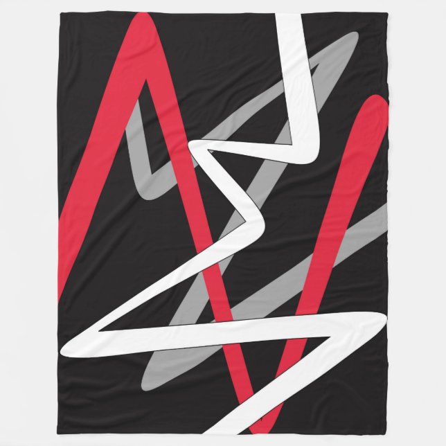 Cobertor De Velo Grande Folheto, moderno, abstrato, preto, vermelho (Frente)