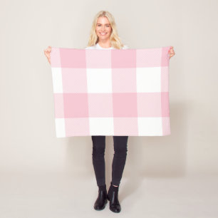 Cobertor De Velo Grande Xadrez de Gingham Pink e Branco
