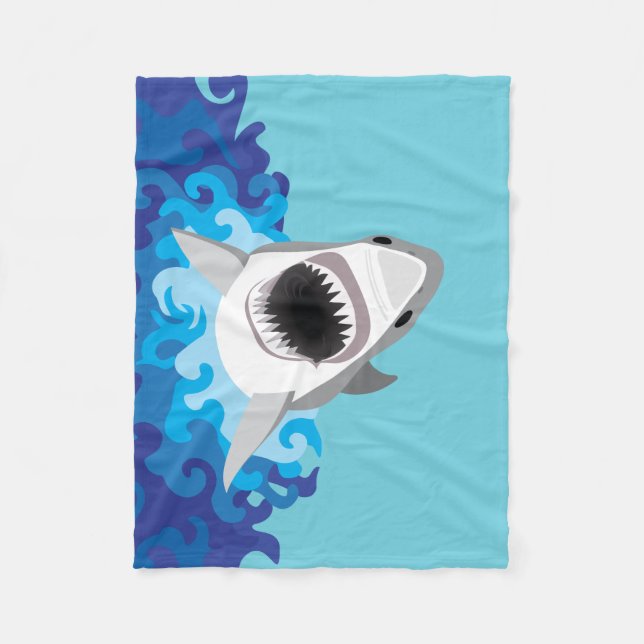 Cobertor De Velo Grandes desenhos animados engraçados do tubarão (Frente)