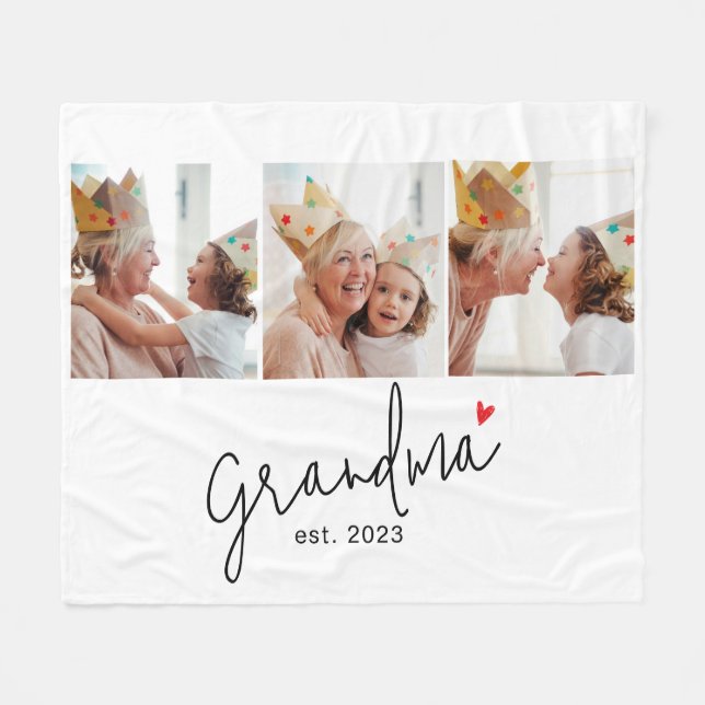 Cobertor De Velo Grandma Established Elegant Script 3 Photo (Frente (Horizontal))