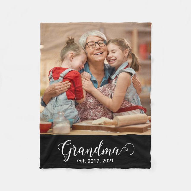 Cobertor De Velo Grandma Established Script Gift Photo (Frente)