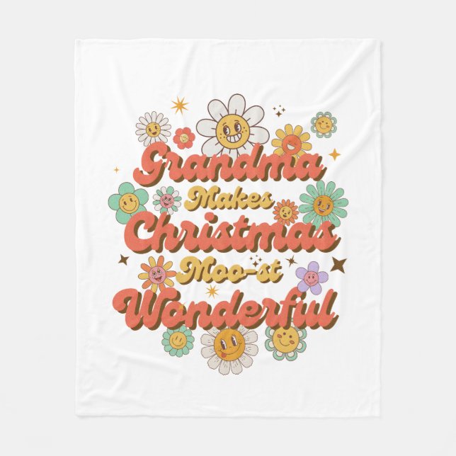 Cobertor De Velo Grandma Makes Christmas Moo-st Wonderful (Frente)