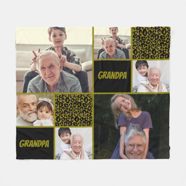 Cobertor De Velo  Grandpa Custom Photo Collage  (Frente (Horizontal))