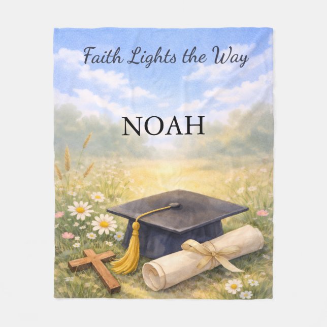 Cobertor De Velo Grandson Graduation Personalized Christian Gift (Frente)