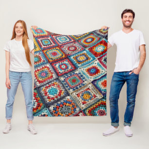 Cobertor De Velo Granny Square Crocheted Quilt