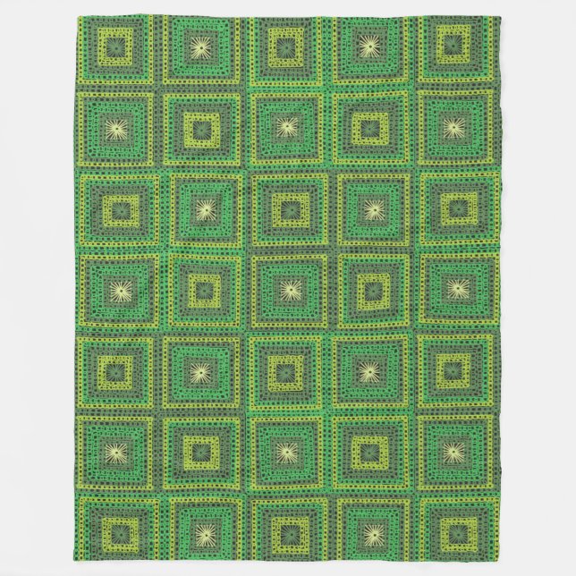 Cobertor De Velo Granny Squares Green Fleece Blanket (Frente)